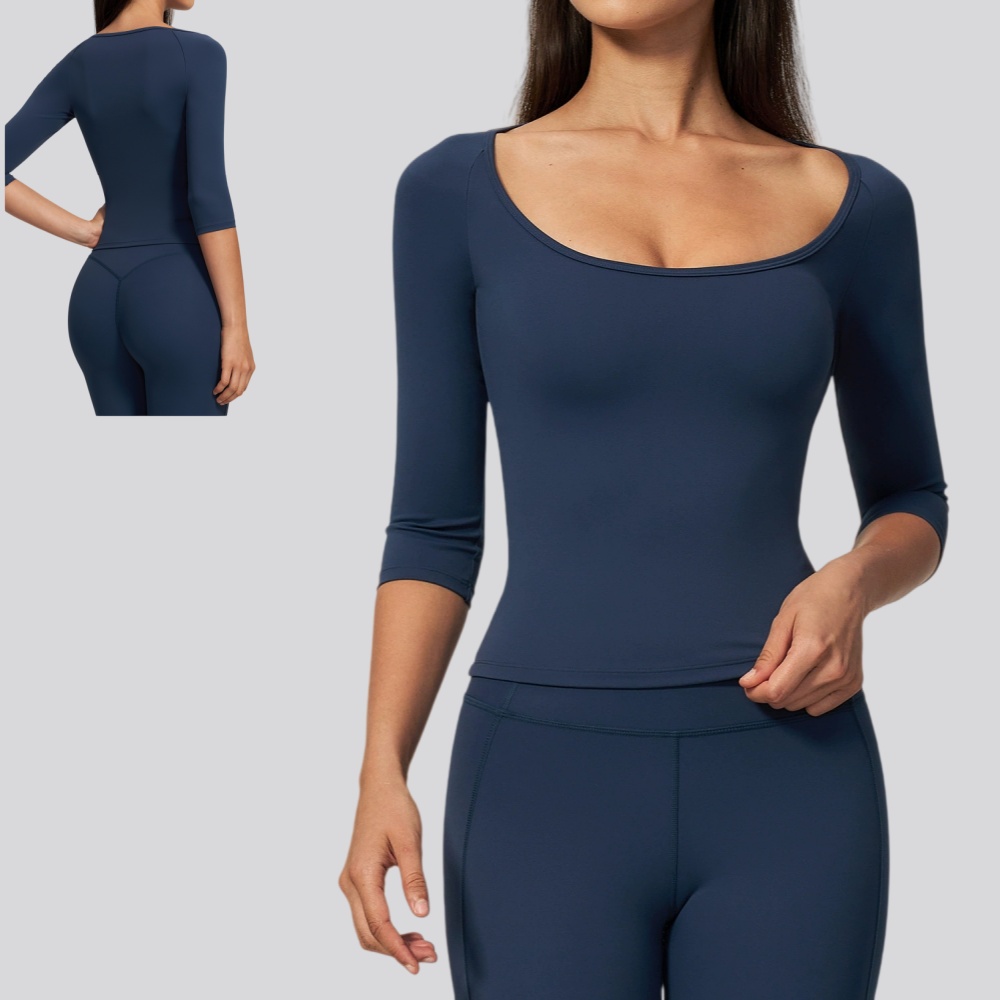 J-Yoga Fitness - 3/4 Sleeve Crop Yoga Top for