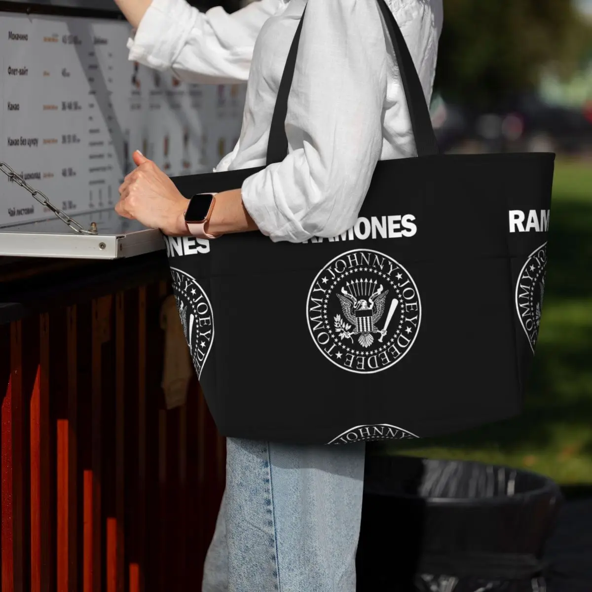 Yoga Fitness Merch - The Ramone Merch Beach Tote Bag