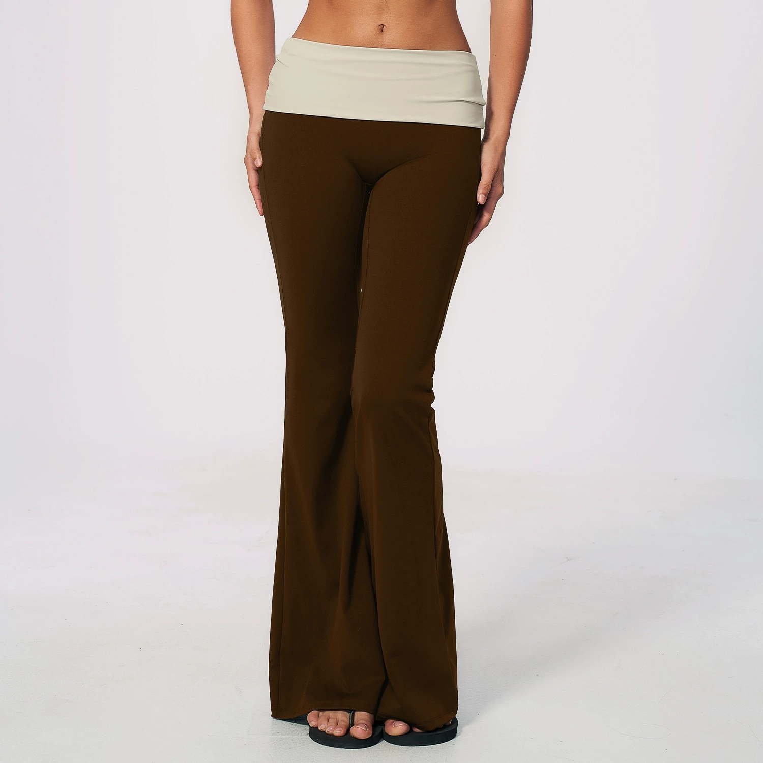 Fold Over Waist Yoga Flared Pa - J-Yoga Fitness 评论和价格