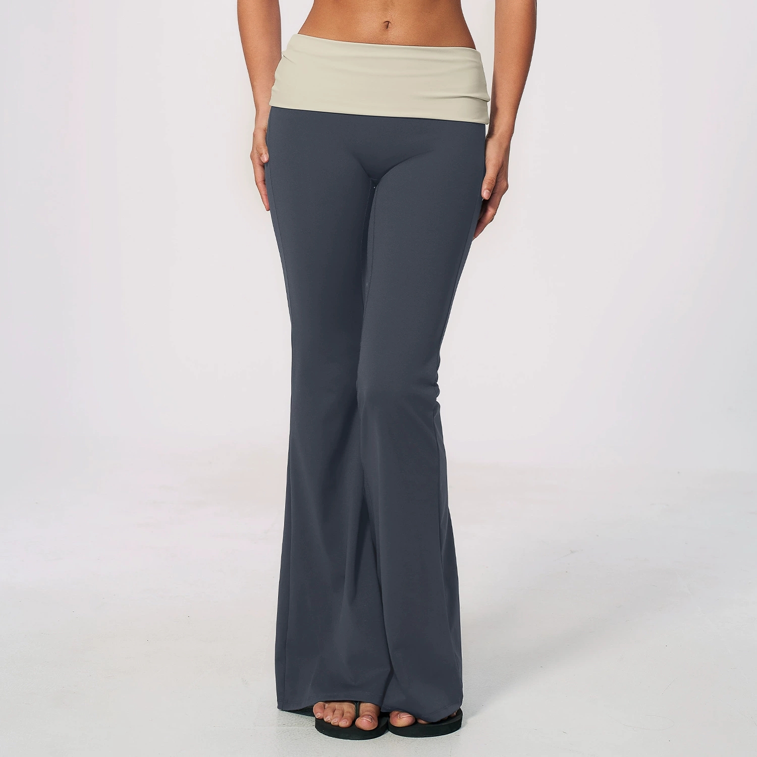 Fold Over Waist Yoga Flared Pa - J-Yoga Fitness 评论和价格