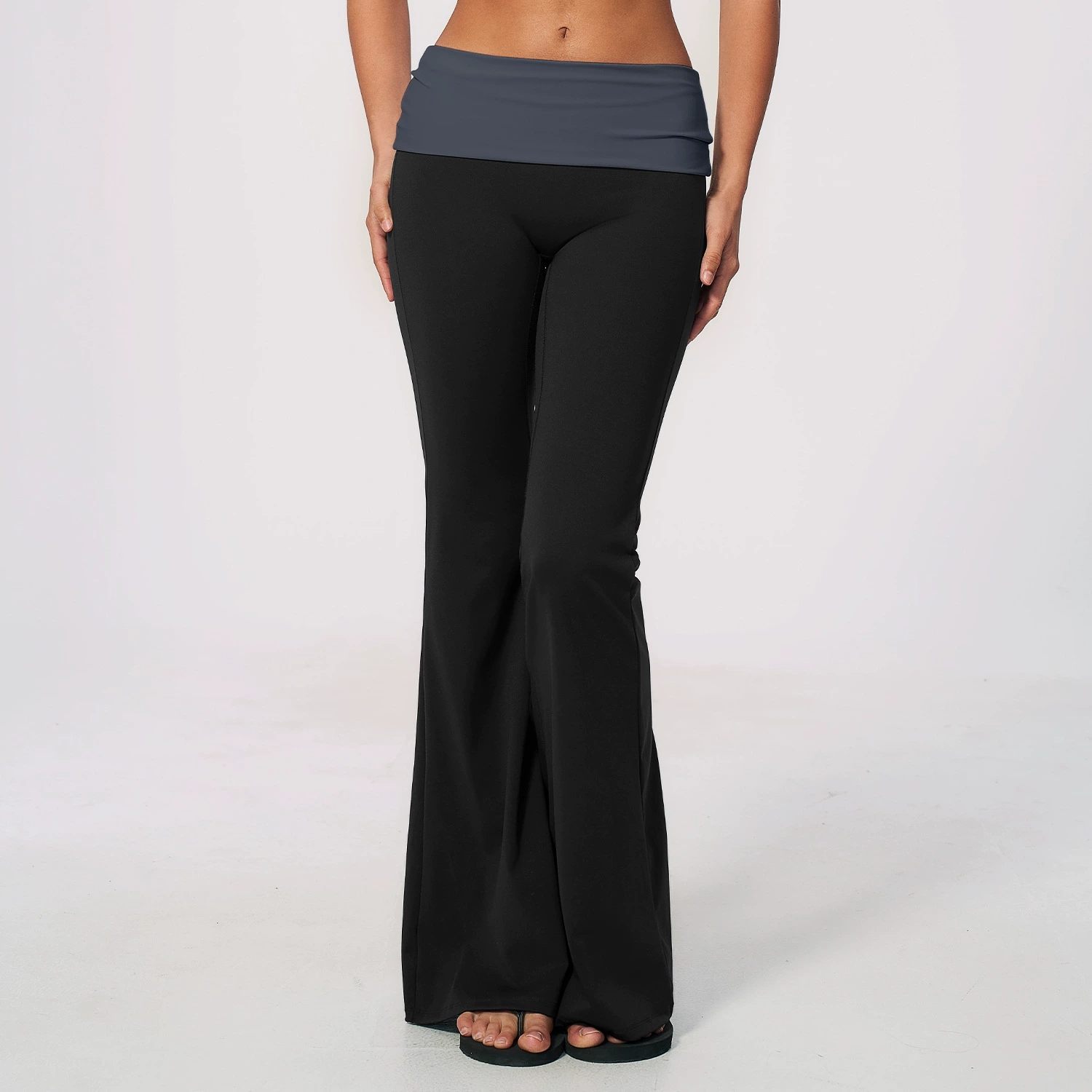 Fold Over Waist Yoga Flared Pa - J-Yoga Fitness 评论和价格