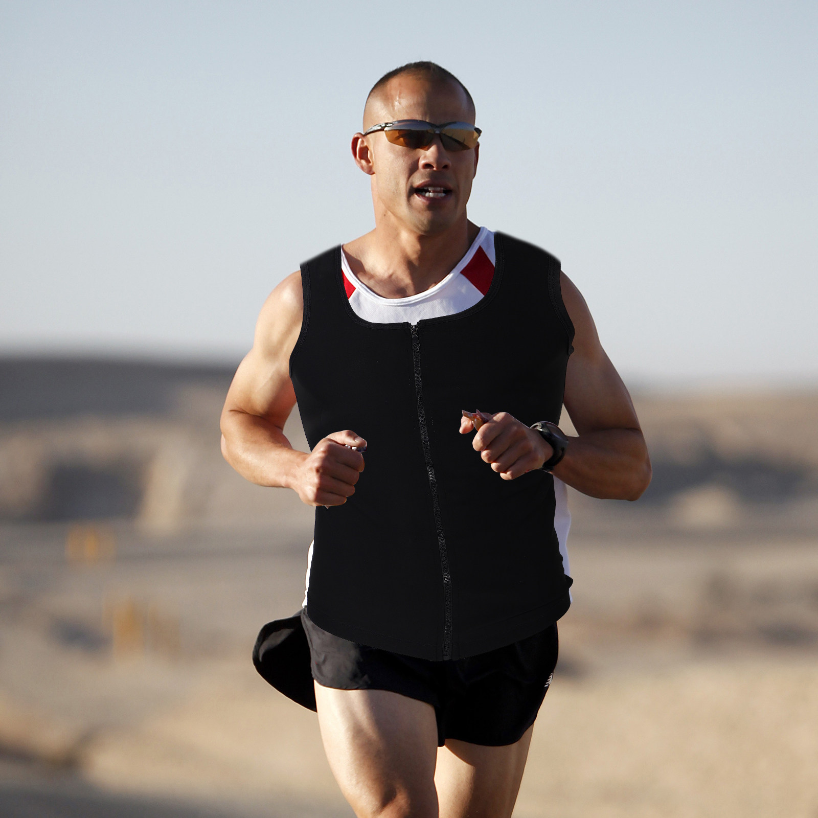 Men Sweat Vest Zipper Slimming - Yoga Fitness Trainer 评论和价格