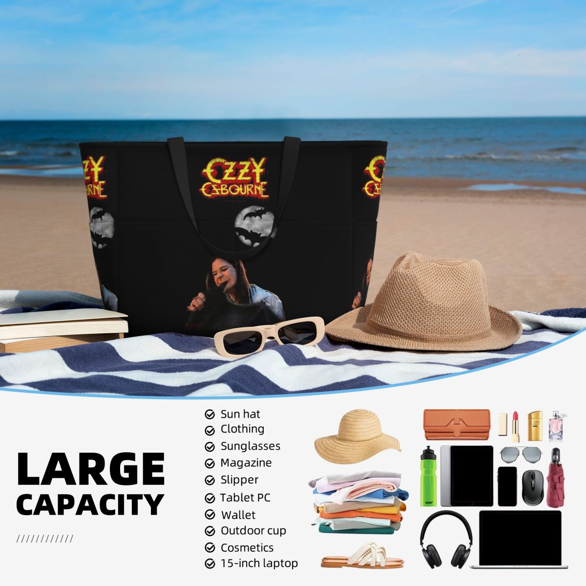 Ozzy Osbourne Merch Beach Tote - Yoga Fitness Merch 评论和价格