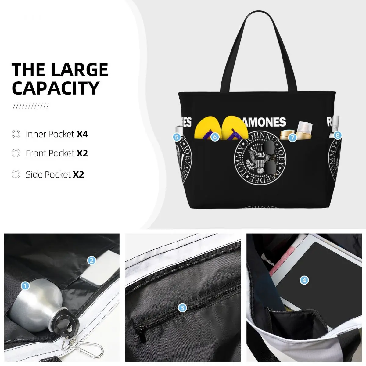 The Ramone Merch Beach Tote Ba - Yoga Fitness Merch 评论和价格